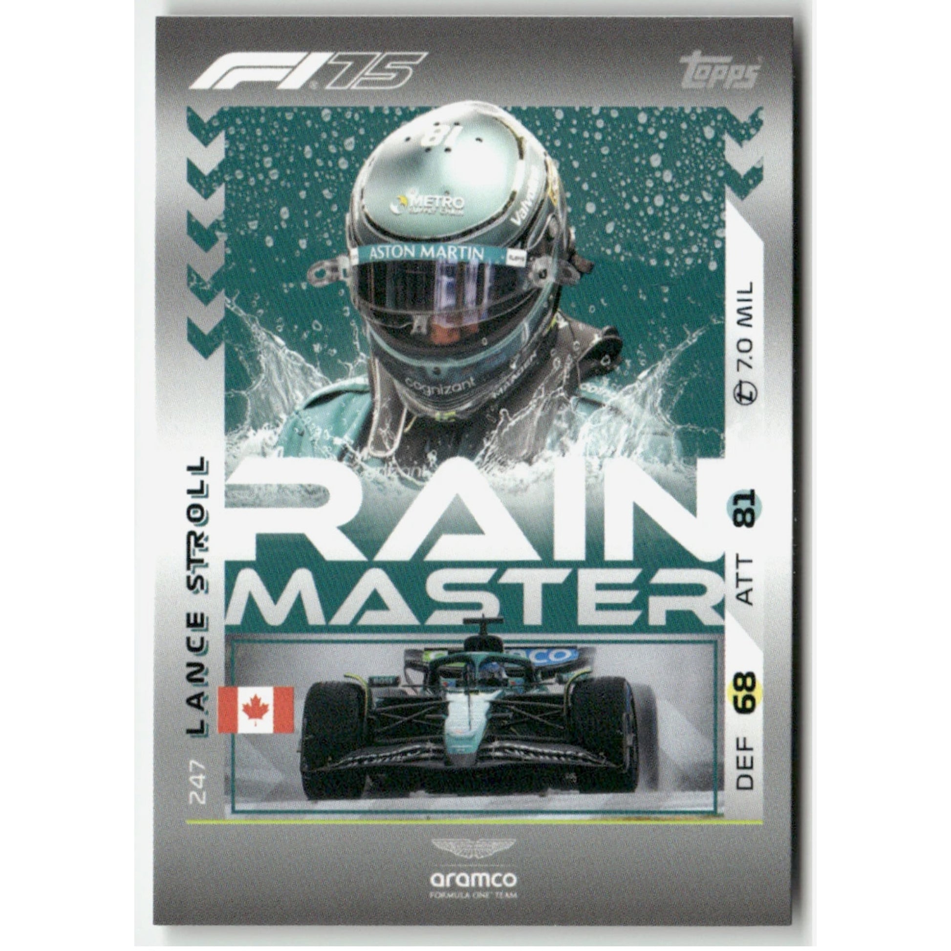 Topps F1 Turbo Attax 2025 Formula 1 No. 247 Lance Stroll Rain Master