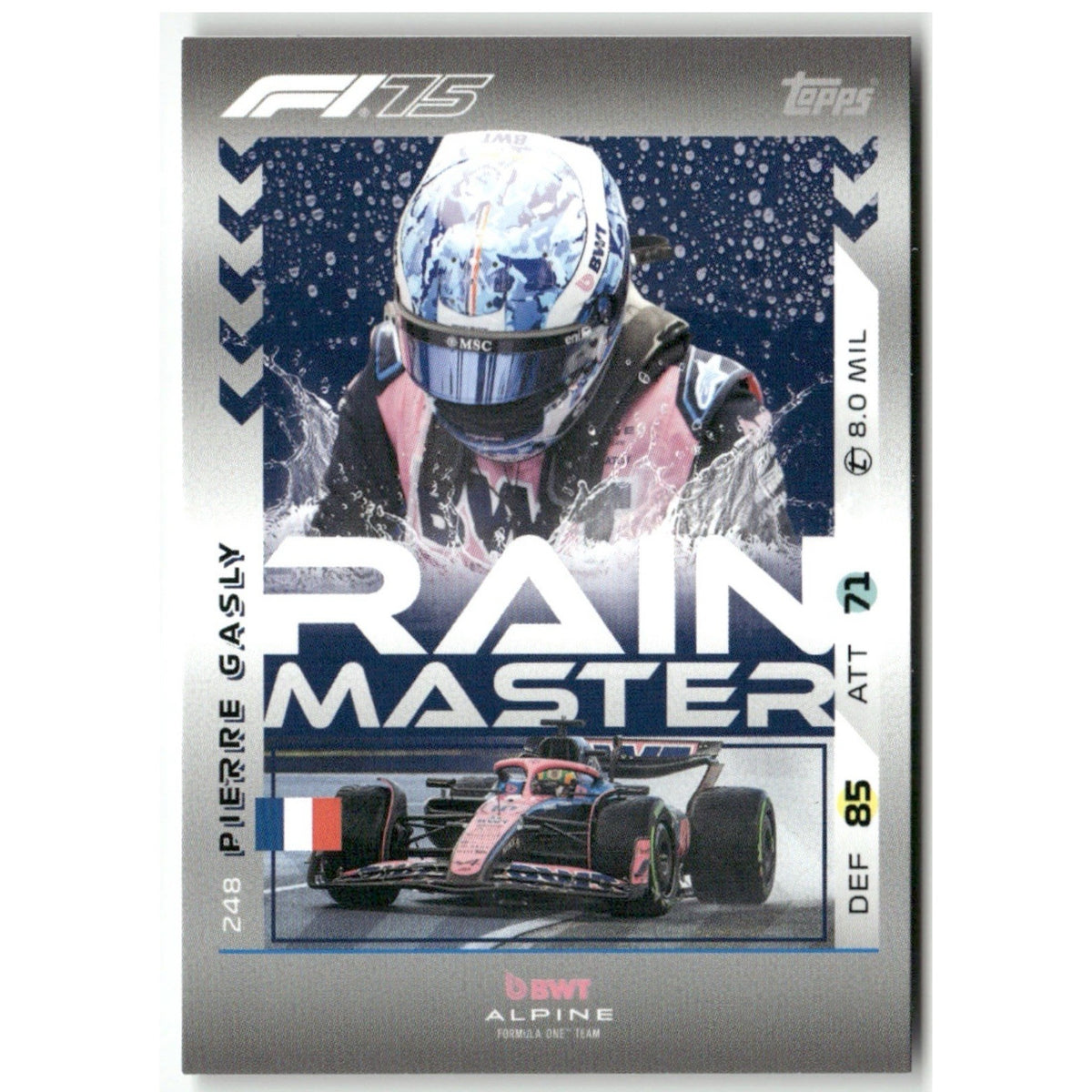 Topps F1 Turbo Attax 2025 Formula 1 No. 248 Pierre Gasly Rain Master