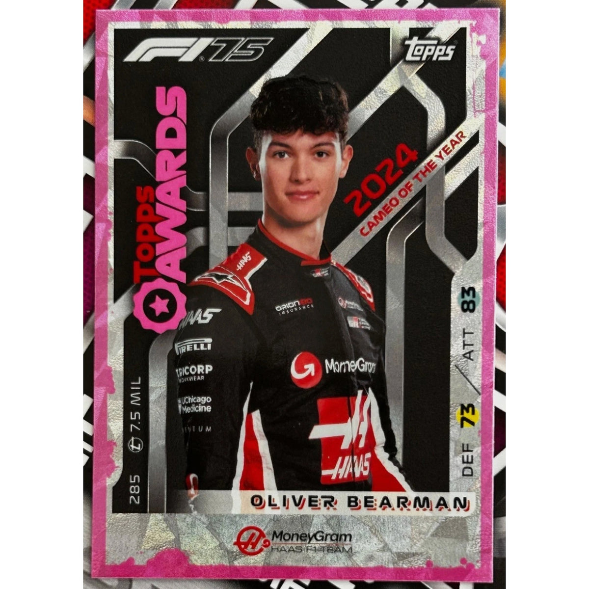 Topps Turbo Attax 2025 - OLIVER BEARMAN (HAAS) Pink Parallel Topps Awards #285