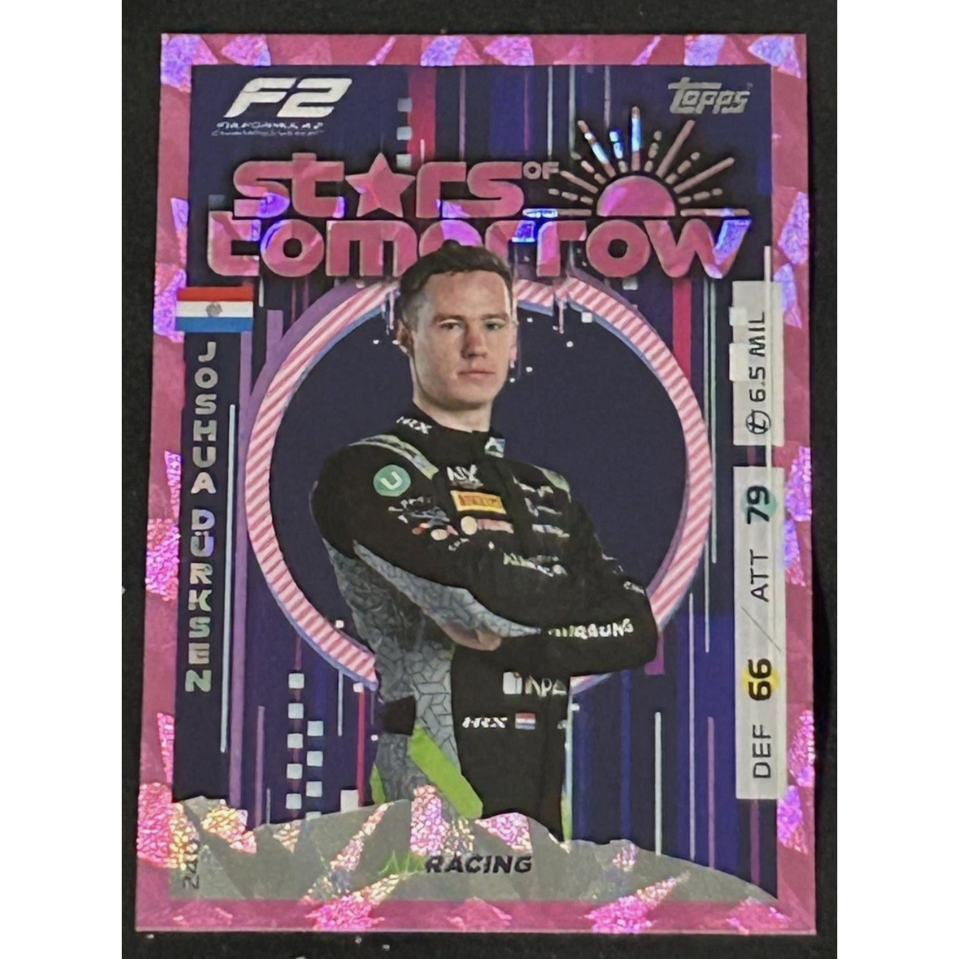 Topps Turbo Attax F1 2025 Joshua Dirksen AIX F2 Stars Of Tomorrow Card Pink