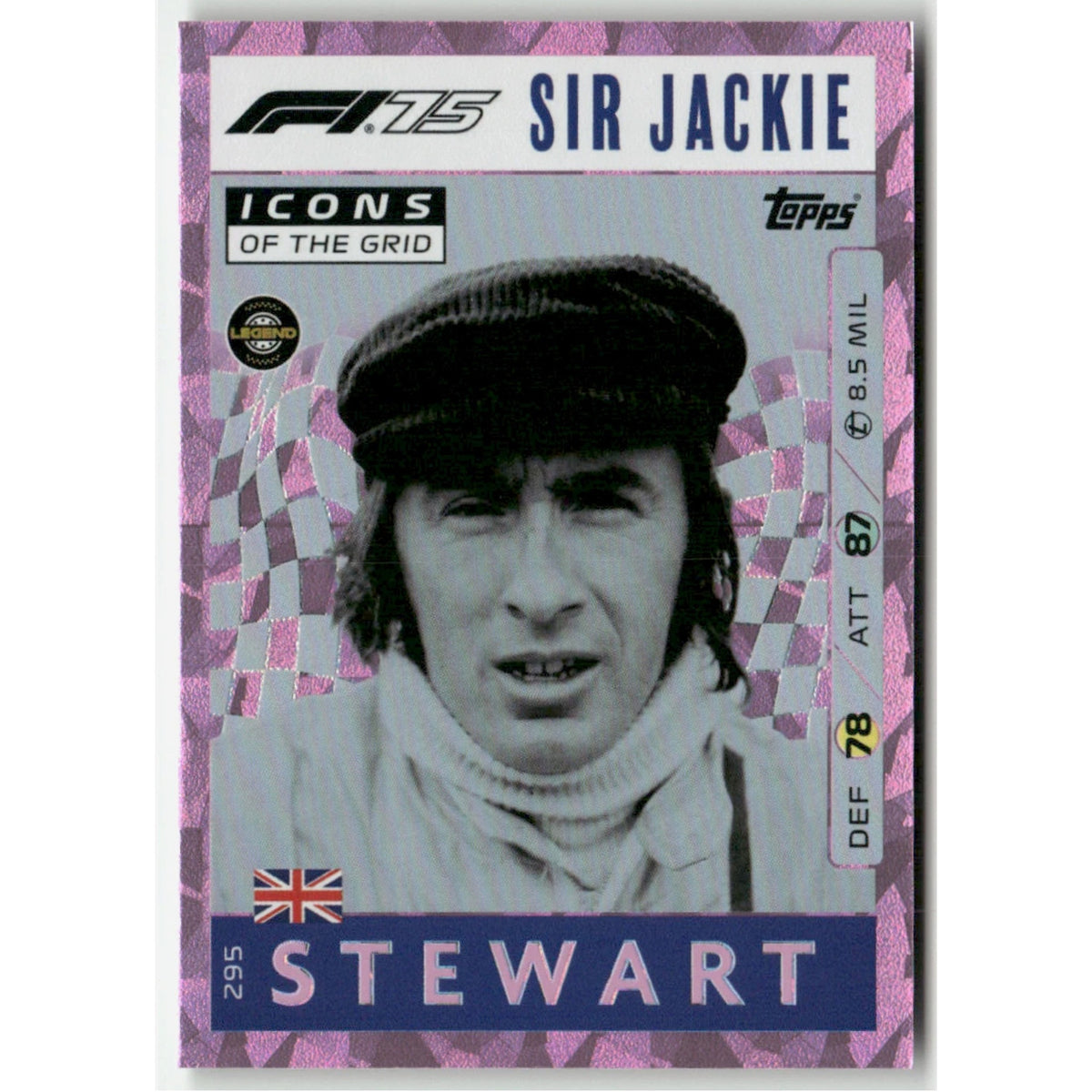Topps Turbo Attax F1 25 Sir Jackie Stewart Icons of the Grid Pink Parallel #295