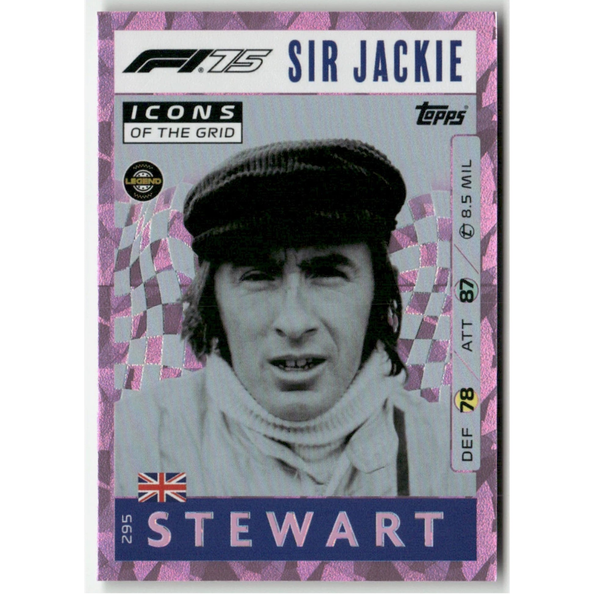 Topps Turbo Attax F1 25 Sir Jackie Stewart Icons of the Grid Pink Parallel #295